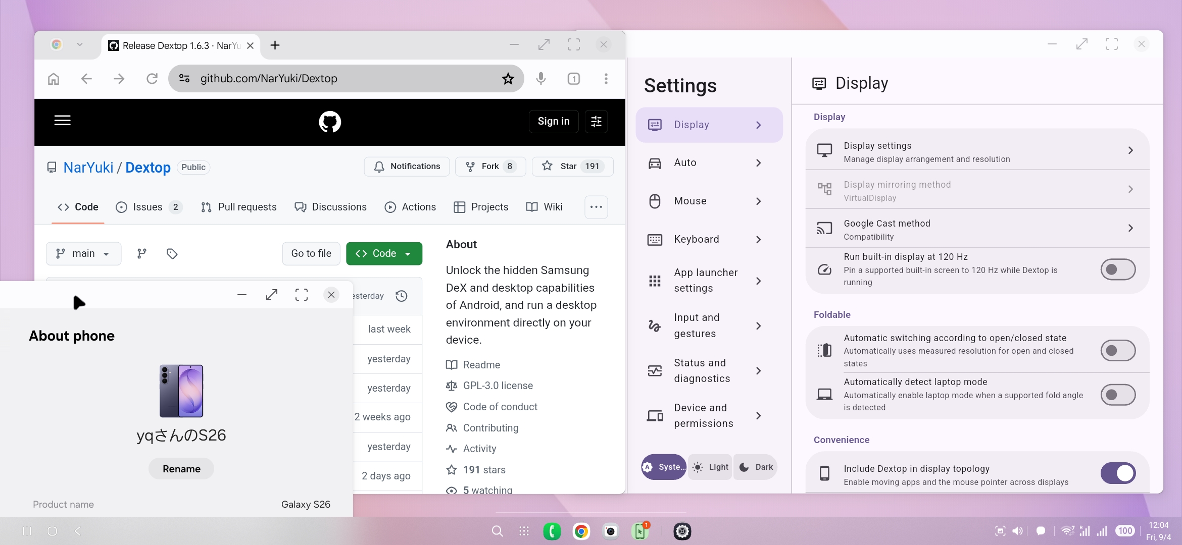 Dextop desktop environment